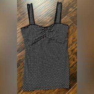 The Limited Black & White Polka Dot Fitted Ruched Camisole